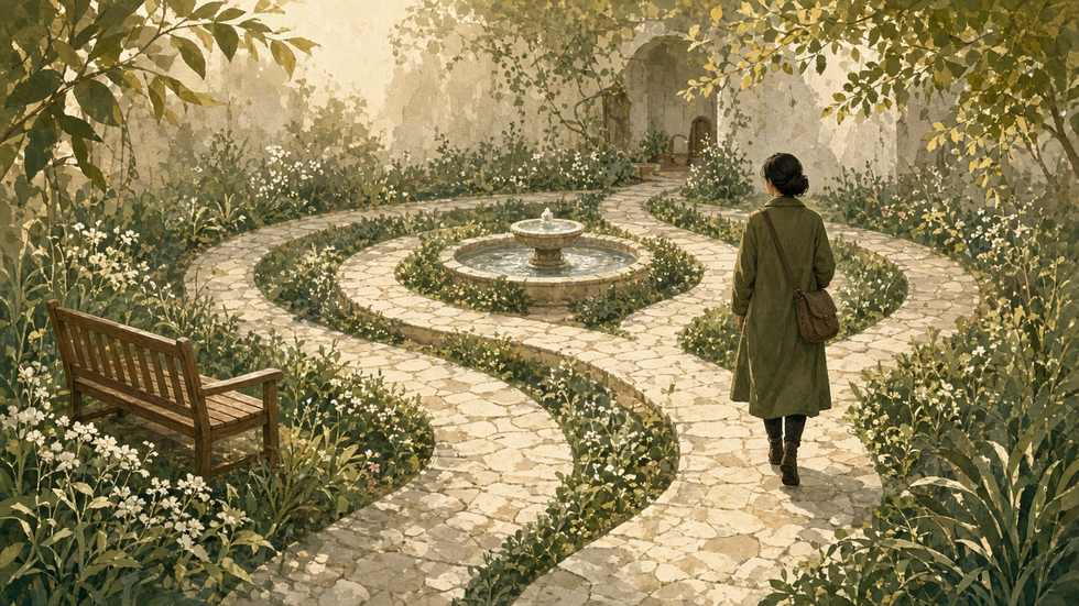 مسیر سنگی حلقه‌ای که الگوی تکرارشونده زندگی را نشان می‌دهد